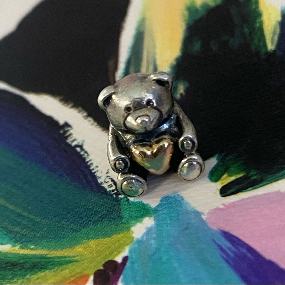 Bear charm - gold heart